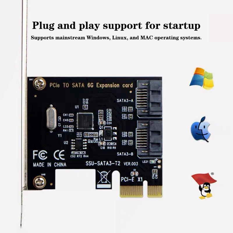 SCHEDA DI ESPANSIONE desktop da PCI-E a SATA3.0 adattatore 6G scheda