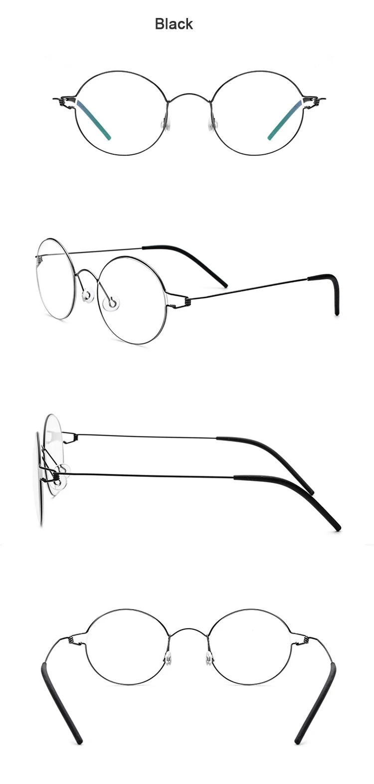 Dänische Replik, schraubenloses Titan-Brillengestell, klein, rund, ultraleicht, für Damen und Herren, Business-Elite-Präsident-Brille – Detail 7