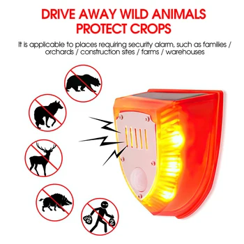 Solar Powered Infrared Motion Sensor Detector Alarm Light with 129db Dog Barking Independent Security Alarm for Home Garden Farm 6