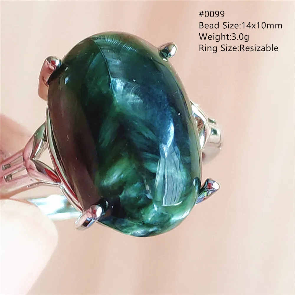 silver rings Natural Green Seraphinite Adjustable Size Ring Women Men Seraphinite Ring Clinochlore Oval Gemstone 925 Sterling Silver AAAAAA gucci ring