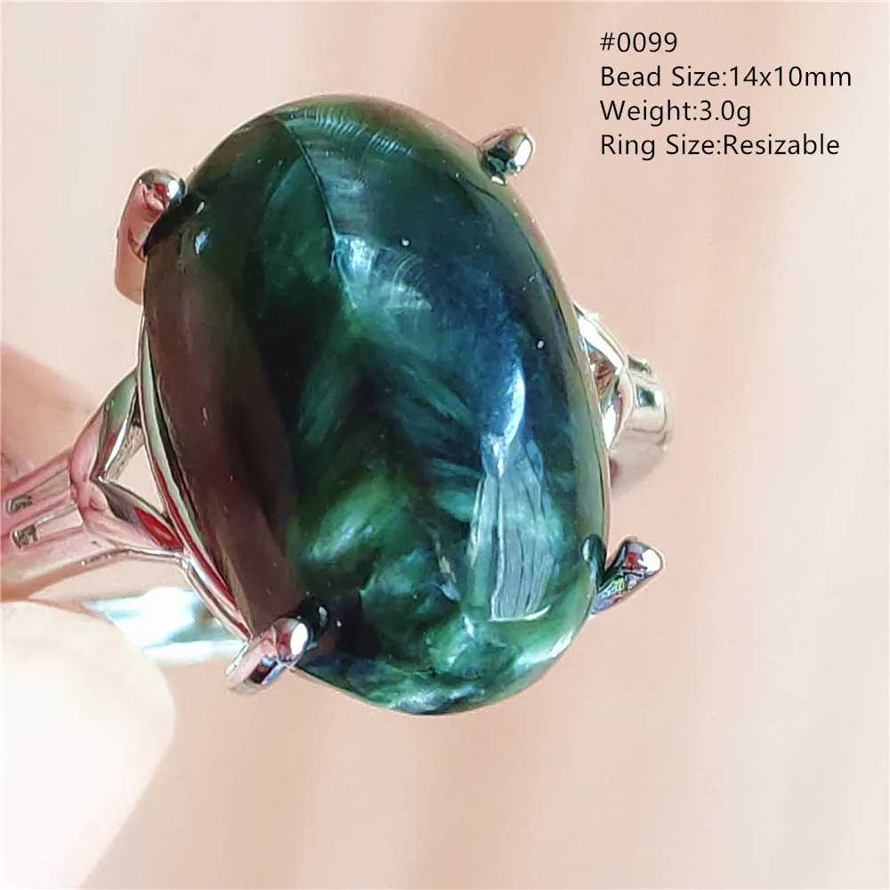 silver rings Natural Green Seraphinite Adjustable Size Ring Women Men Seraphinite Ring Clinochlore Oval Gemstone 925 Sterling Silver AAAAAA gucci ring 925 Silver Jewelry