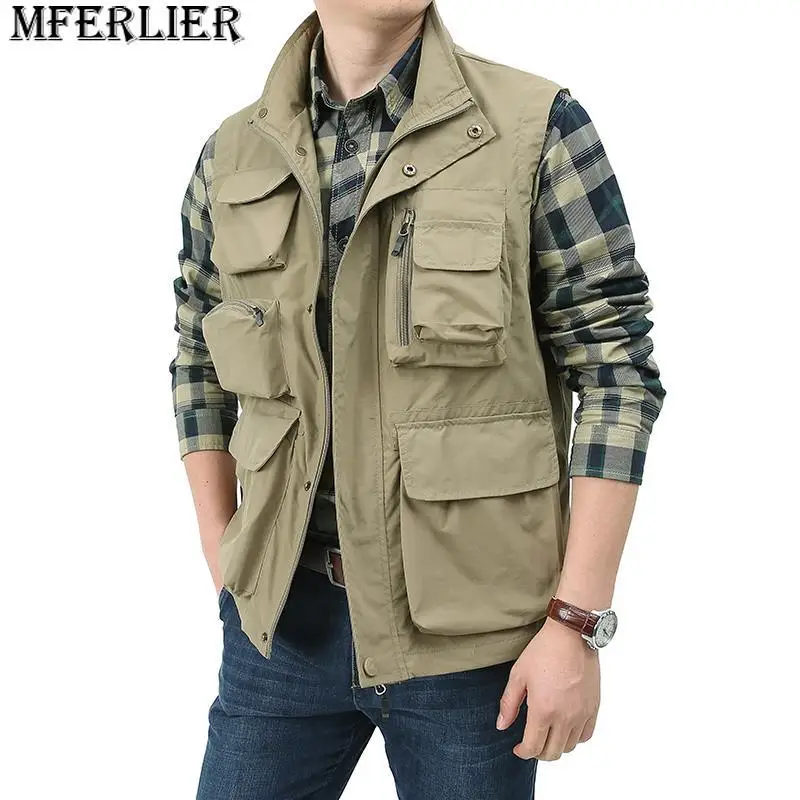 

Men's Unloading Vest Tactical Webbed Gear Coat Summer Photographer Waistcoat Many Pocket Mesh Work Sleeveless Jacket Male