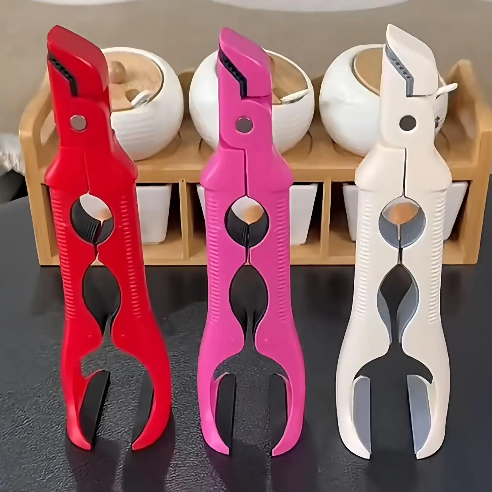 Hot Plate Gripper Ergonomic Handle Tongs Hot Bowl Plate Clips Bottle Opener For Microwave Oven Kitchen Stove Top Grill Baking