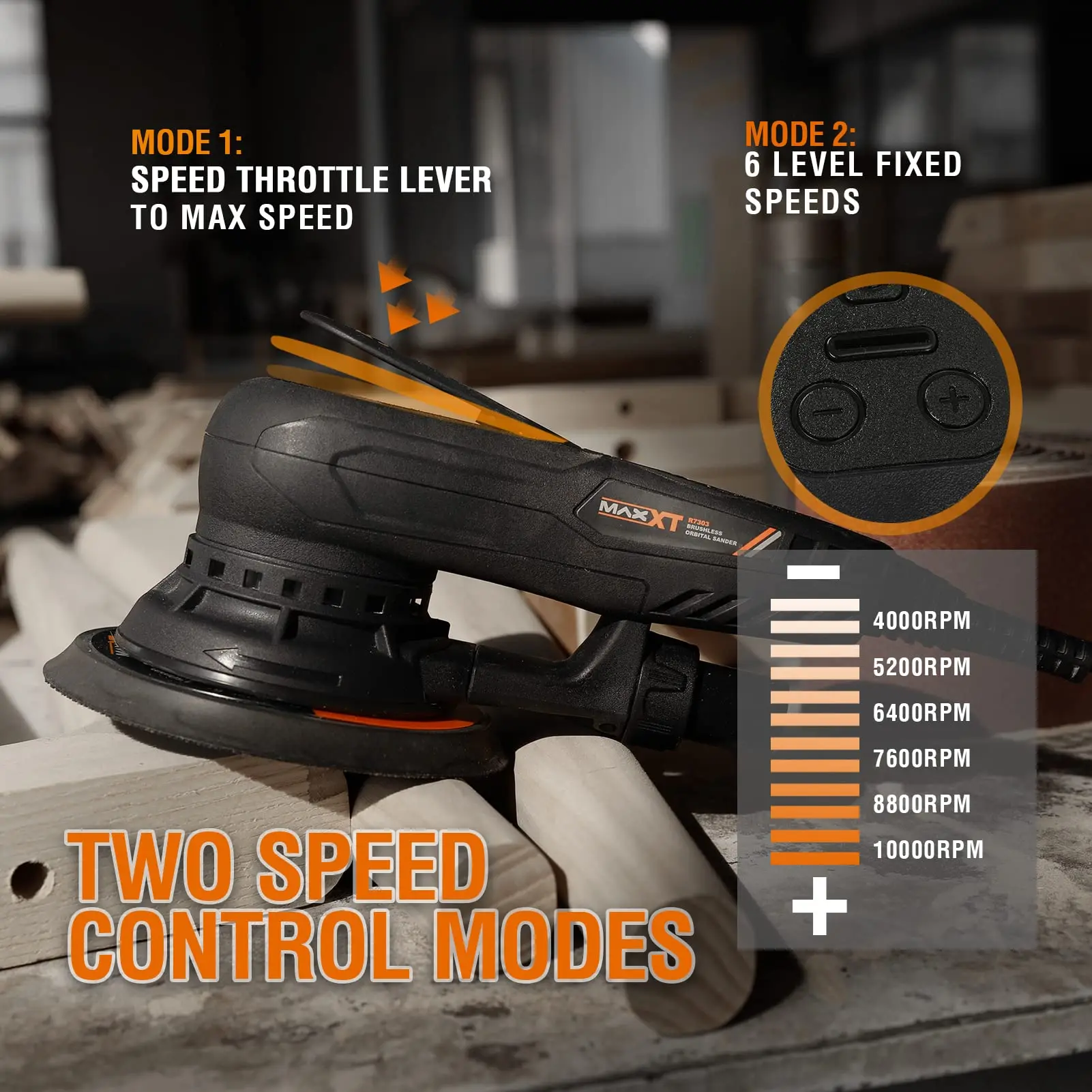 MAXXT  Random  Orbital  Sander  6" 5.0mm/2.5mm  Automotive  Brushless Random 150mm Electric Variable Speed Car Polishing Machine 5