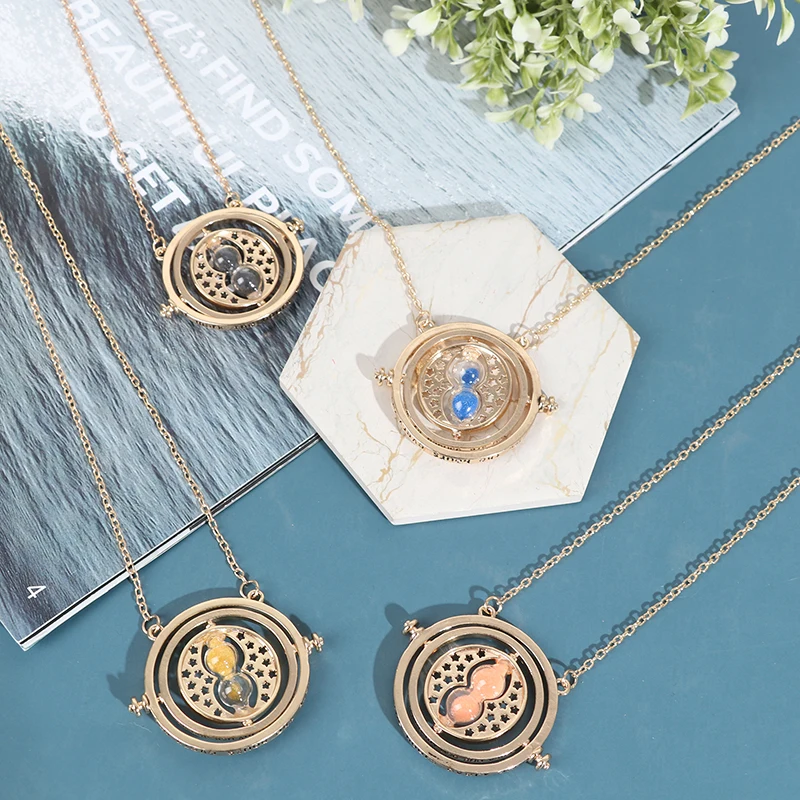 Harry Potter Necklace Time Turner Necklace 3D Hourglass Necklace Rotating SPins