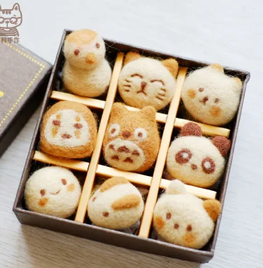 Cute food cartoon animal set wool needlepoint kit wool felt needle felting gift box craft needlecraft DIY handmade