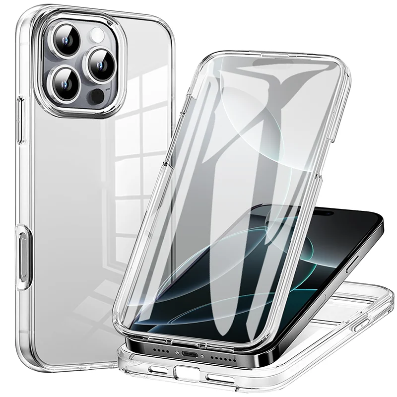 Crystal Clear Dual-Sided Shockproof Phone Case with Enhanced Protection