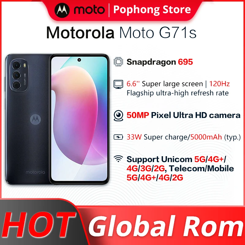 

Global ROM Lenovo Motorola Moto G71s 5G Snapdragon 695 Octa Core 8GB 128GB 5000mAh Battery 30W charge 6.6'' 120Hz AMOLED Screen