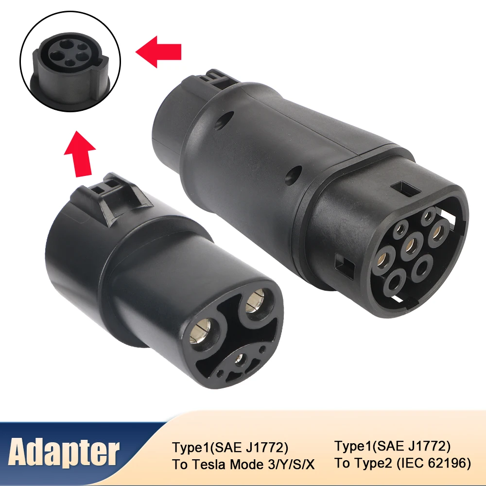 

5/7 Pin Type 1 To Type 2 Type 1 To Adapter For Tesla EVSE SAE J1772 To IEC 62196 Adapter EV Charger Connector Universal