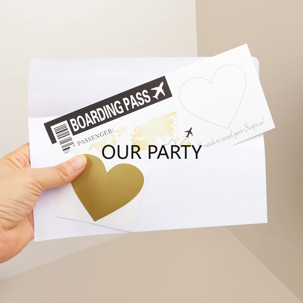 1Set Boarding Pass Theme Scratch Off Game Card Wedding Invitation Cards with Envelope for Birthday Bachelorette Party Decoration greeting cards wedding invitations wedding envelopes