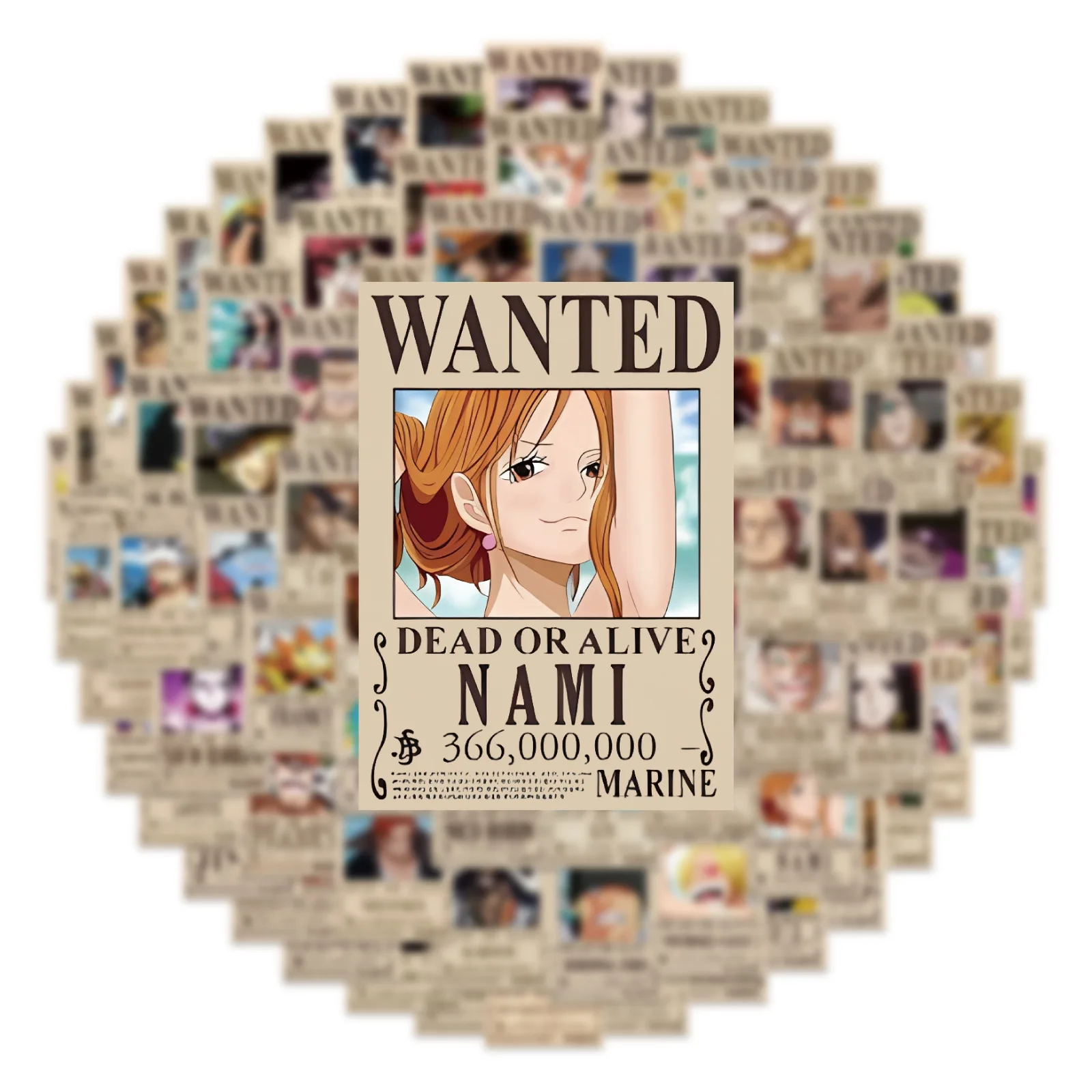 10/50/100 Stück Anime One Piece Wanted Poster Luffy Graffiti Aufkleber für Handy, Gitarre, Laptop, Notizbuch, Koffer, Wasserfeste Sticker, Spielzeug – Detail 9