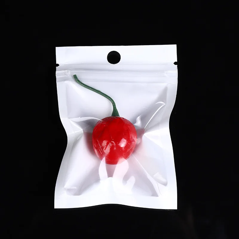 100pcs White Zip Lock Packaging Bag Reclosable Plastic Poly Clear Zipper Package Bags Resealable Hang Hole Pocket