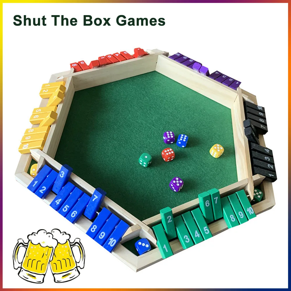 Shut The Box Dice Game Wooden Board Games Digital Game Toy Acrylic Printing Parent-Child ...