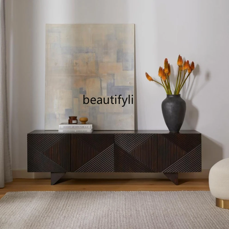 

Nordic Minimalist Solid Wood Retro Storage TV Cabinet Bedroom Antique Home Living Room Floor Standing Storage Cabinet