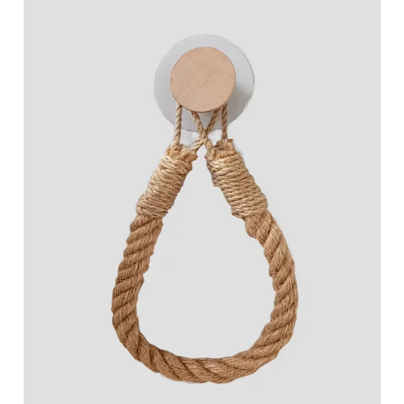 Toilet Paper Holder Portable Toilet Paper Holders Retro Hemp Rope Punchless Mounted Rack Decor Tissue Holder Bathroom Storage Accessories