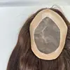 Pwigs Brown 3# Color Mono Base with PU Men's Toupee 100% Indian Human Hair System Npu 8x6 inch Base Size Toupee for Men Hair 4
