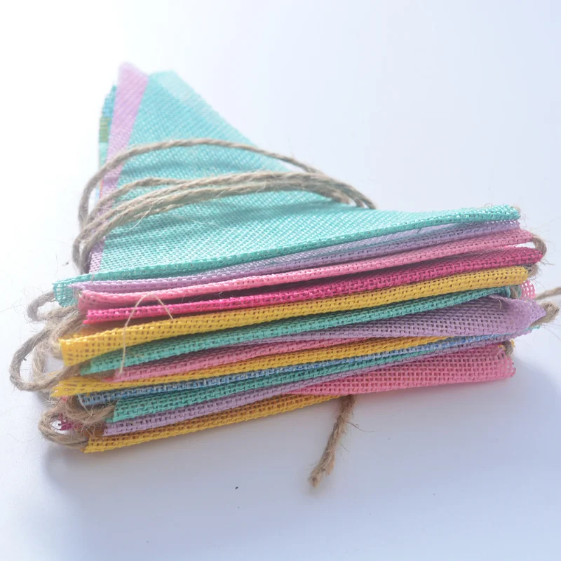 Birthday Banner Christmas Decorations Party Decorations 4m Colorful Jute Linen Pennant Flags Banner Birthday Wedding Christmas Party Decorations Bunting Banners Hanging Home Decor