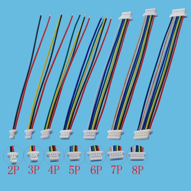 Mini JST SH 1.0mm Pitch Female Socket Terminal Plug Wire Connector SH 1mm 2 3 4 5 6 7 8 Pin 10CM 28AWG Electronic Wires Cable