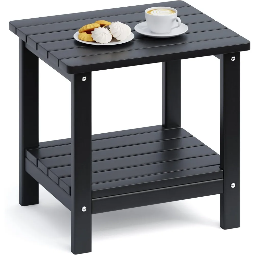 UDPATIO Outdoor Side Table for Patio, XXL Double Rectangular Adirondack Table Poolside Patio Table, HDPE End Table for Outside