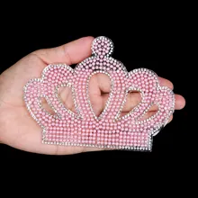 

customized crown patches design pink white blue color mix iron on handmade DIY for clothes newborn baby romper patch