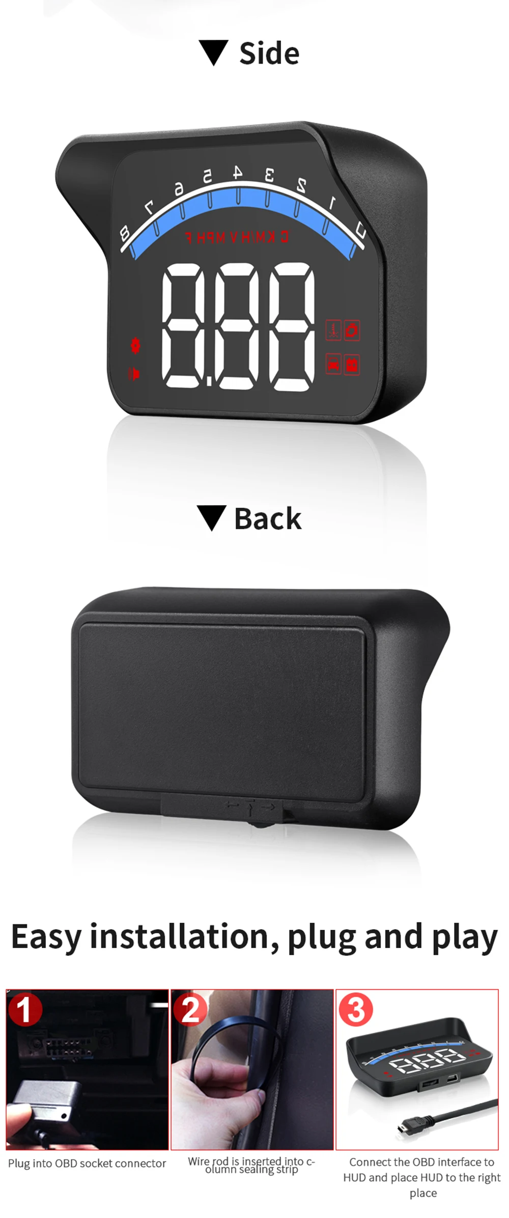 HUD M6S Head up Display Digital Car Speedometer GPS Projector Windshield On-boar
