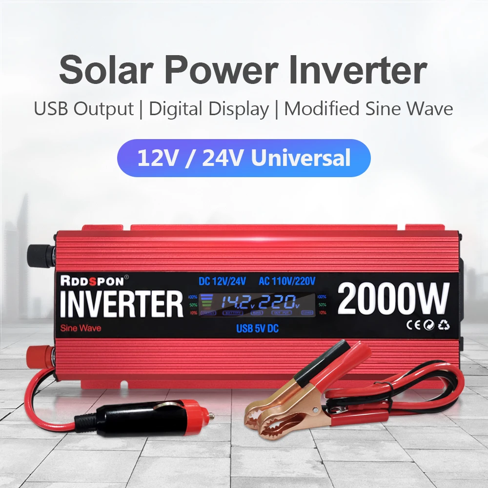 Inversores de Energia Solar 600w 1000w 2000w Modificado Onda Senoidal Usb Inversor do Carro dc 12v 24v ac 110v 220v Transformador Conversor de Tensão