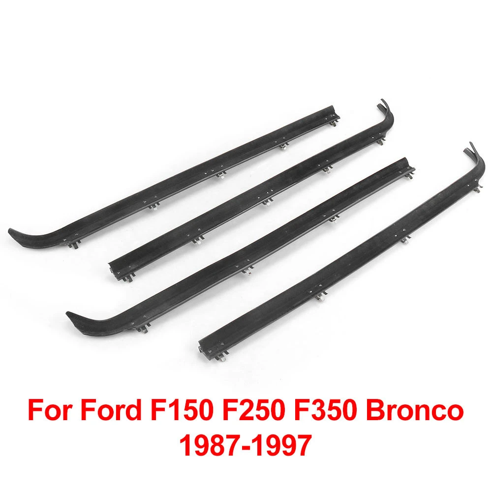 

Front Inner Outer Window Molding Sweep Felt Trim Seal Weatherstrip Kit for Ford F150 F250 F350 Bronco 1987-1997 4Pcs