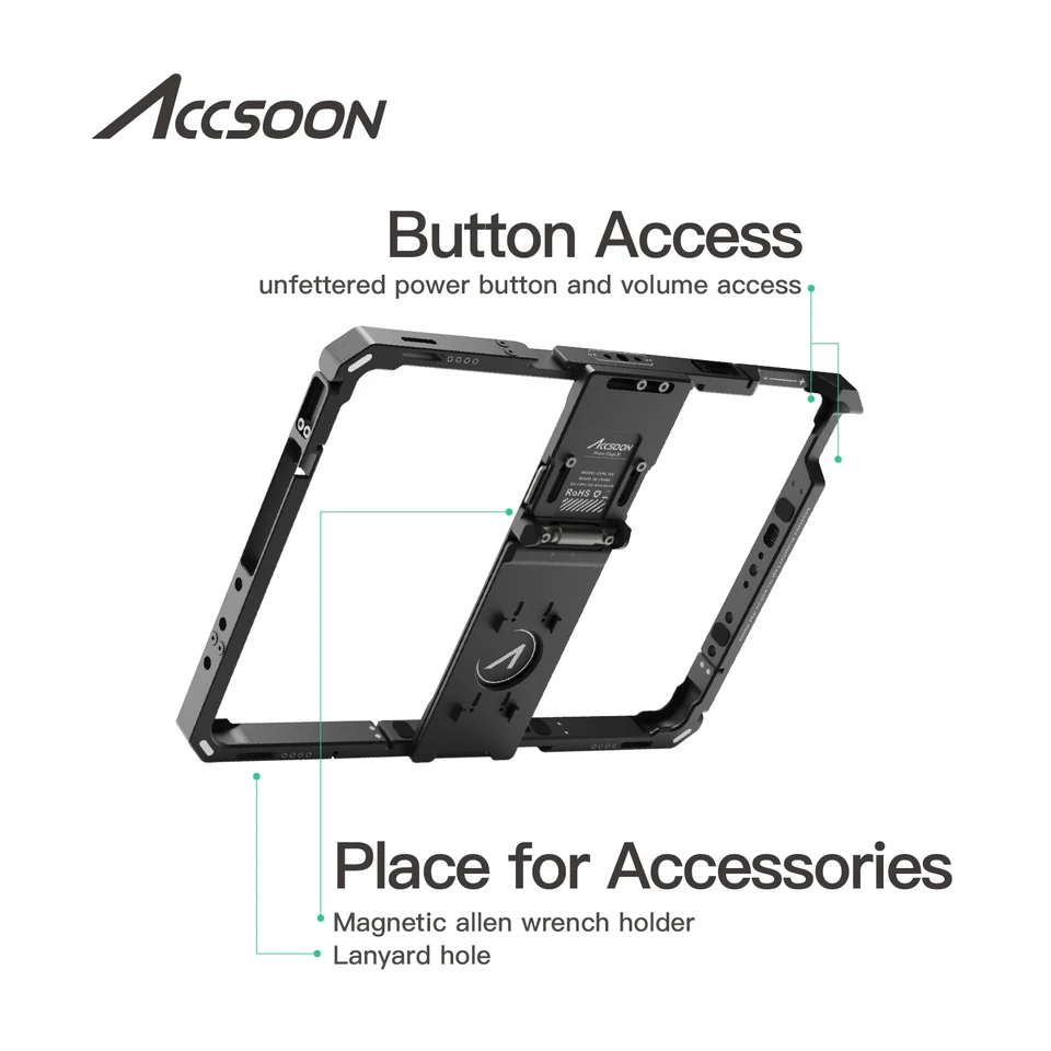 Accsoon PowerCage II For IPad With NP-F Battery Plate - Adjustable Case For Monitoring, Compatible With IPad 7th-10th Gen, Air, Pro 11"