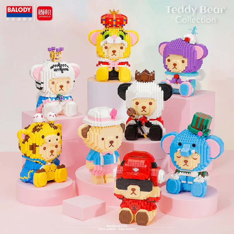 

Balody Mini Blocks Fun Cartoon Bear Anime Collection Building Toy Educational Intelligence Bricks for Kids Present Girl Gift