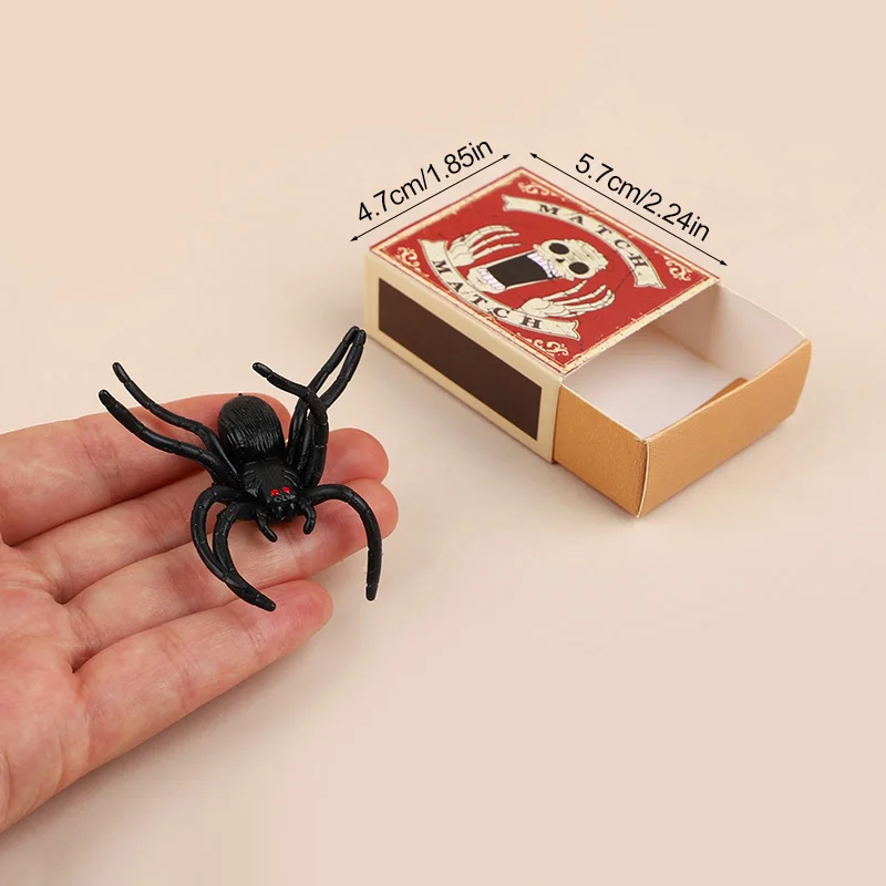 2/5/10 Box Scared Matchbox with Spider Halloween April Fools' Day Props Creative Prank Toys Halloween Party Kids Gift Decoration