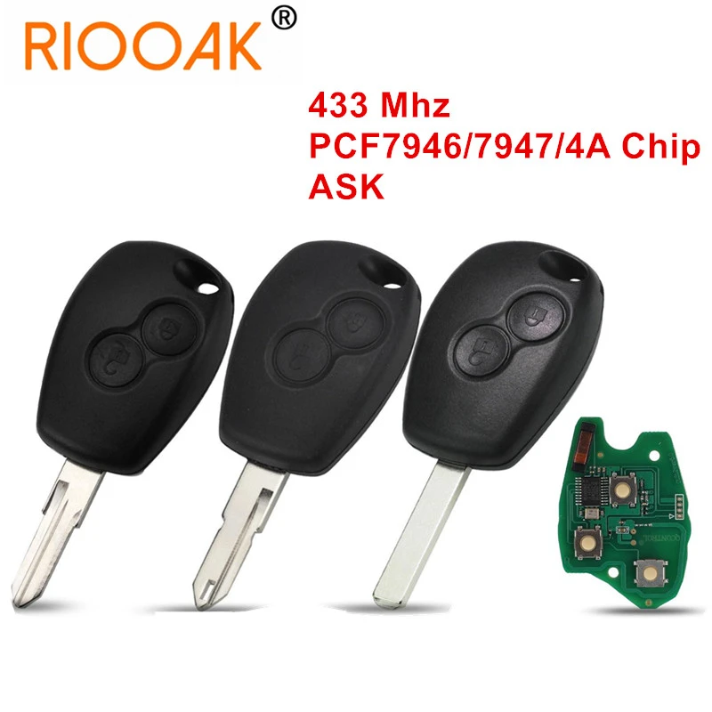 

2 Buttons 433MHz PCF7947/7946/4A Chip Remote Car Key For Renault Duster Modus Clio 3 Twingo DACIA Logan Sandero Kangoo