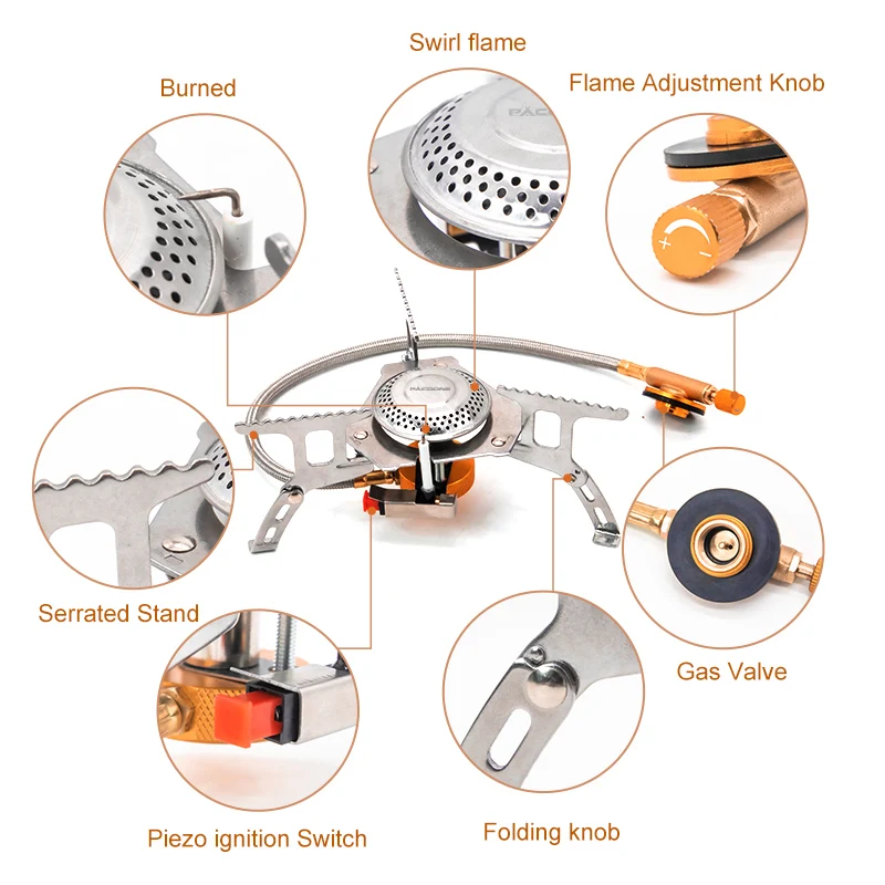 PACOONE Camping Gas Stove Outdoor Windproof 2