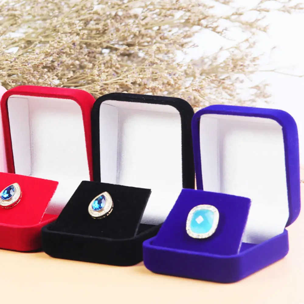 Square Box Velvet Brooch Storage Box Jewlery Storage Organizer Rings Packaging For Anniversary Wedding Ring Gift Organizer led light wedding ring pendant box jewelry display storage engagement rings necklace pendants jewelry display case