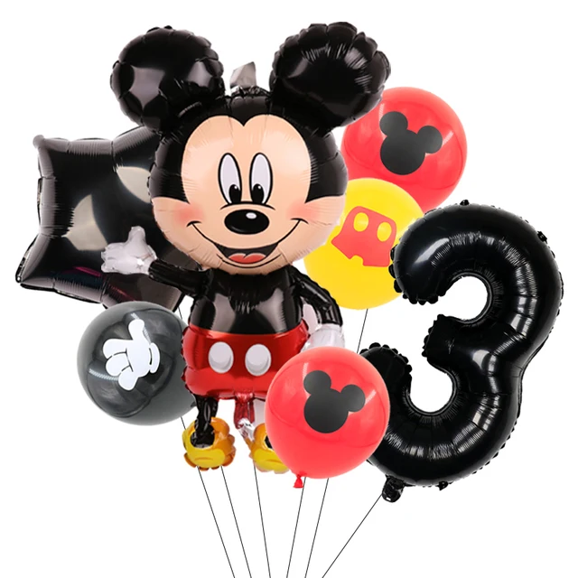 thumbnail image 1 of Juego de decoración para fiestas con globos de aluminio de Mickey Mouse, globo de látex con cabeza de Mickey de dibujos animados de 32 pulgadas, número rojo, suministros para fiestas de cumpleaños inf, 1 of 5