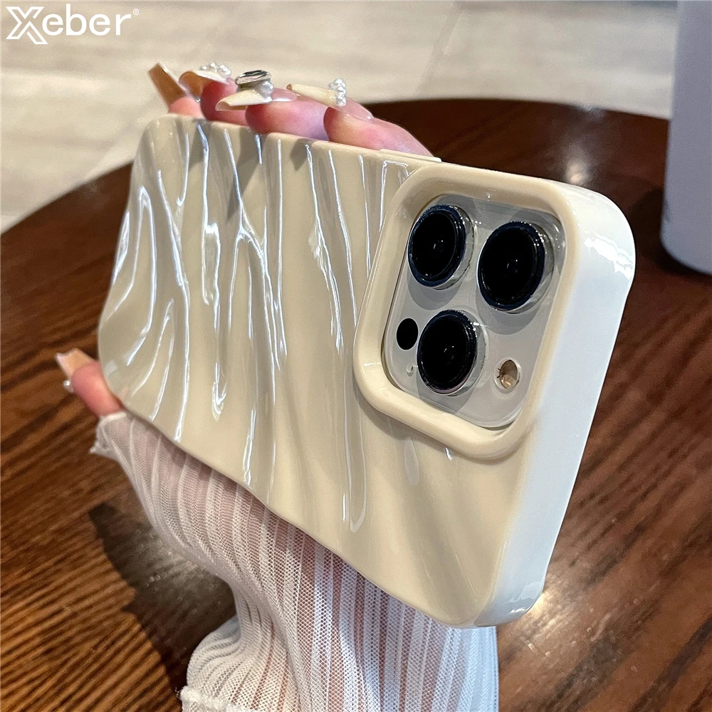 Luxury Curly 3D Wavy Pattern Candy Color Soft Shockproof Phone Case