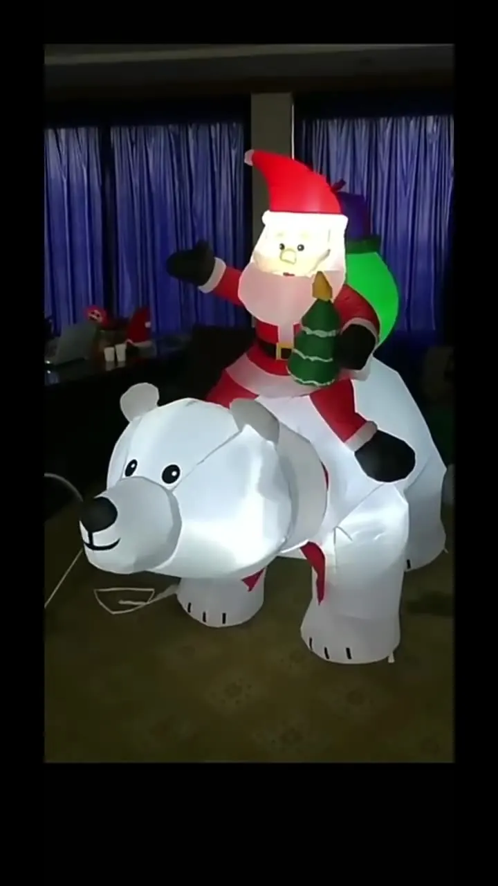 1.8m natale babbo natale cavalca orso polare e pupazzo di neve da 1.5m modello gonfiabile con lampada a LED natale all'aperto Yard Party Garden Decor  26