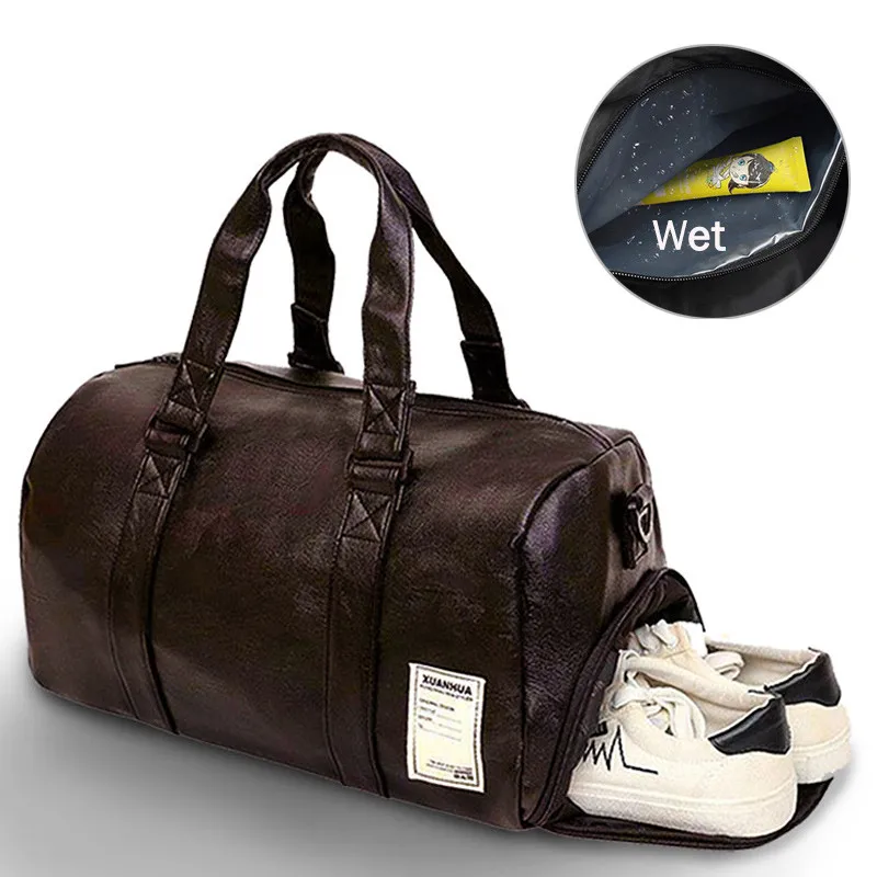 

Upgraded Dry Wet Simming Bag PU Leather Swim Bag Gym Tas Travel Bag for women men waterproof fitness training sack