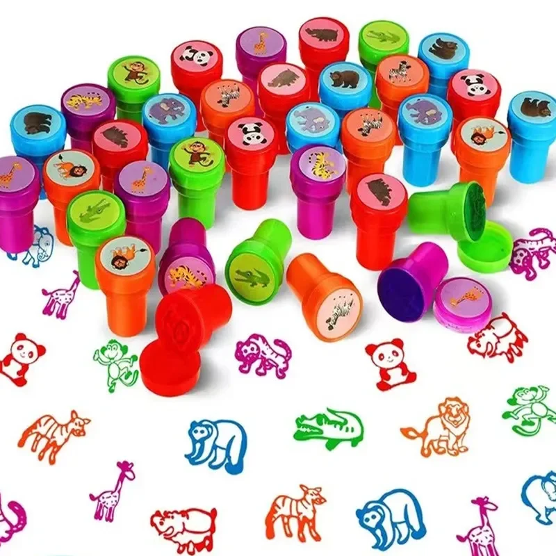 10Pcs Kids Seal Toy Stamps Cartoon Animals Dinosaur For Stamper DIY Scrapbook Cartoon Stamper Toys for Boys Girls Gift