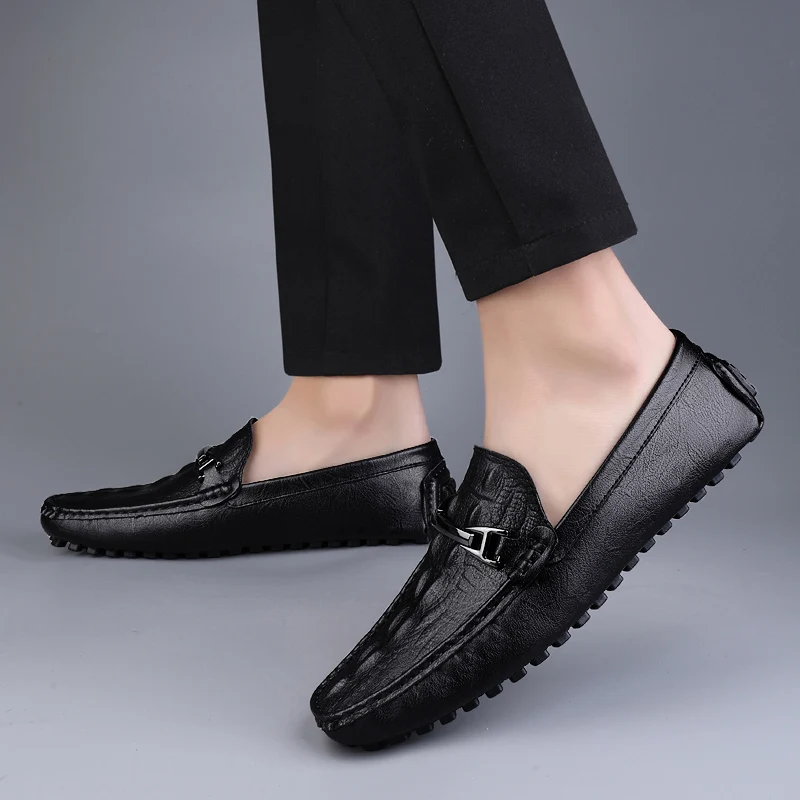 

Simplicity Men High Quality Leather Loafers Mens Casual Shoes Moccasins Spring Slip on Business Shoes Fashion Male Driving Shoes
