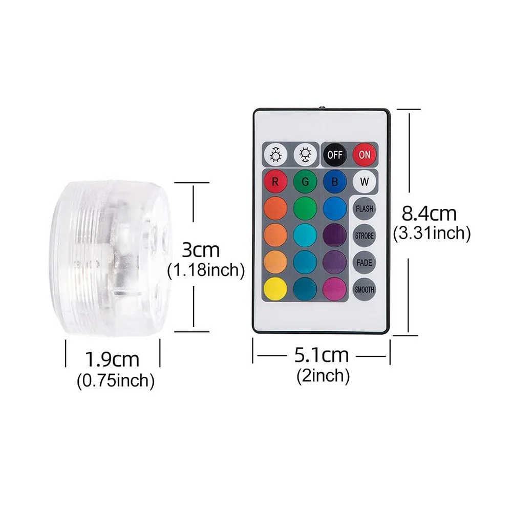 10/12 개 RGB 색상 IP68 방수 미니 Led 차 빛 수 중 램프 휴일 장식 및 파티, 새 해에 대 한 24 키 원격