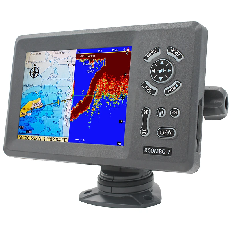 KCombo-7A 7inch marine GPS combo transducer Color LCD GPS plotter Combo with Fishfinder +FISH FINDER+ Class B AIS