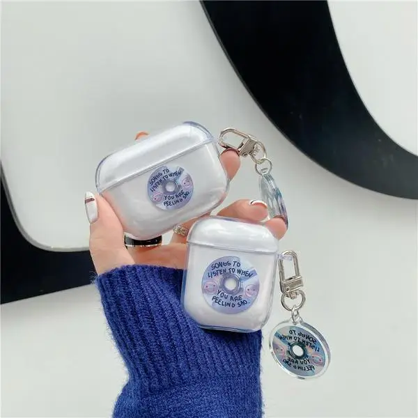 

For Airpods 1/2 Case Transparent Retro CD Protective Case For Apple Airpods Pro Air Pods3 TPU Music Transparent Case