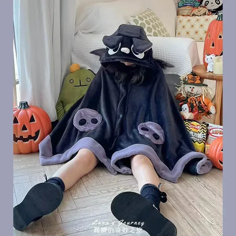 

Halloween Warm Wearable Blanket Kawaii Gothic Punk Vampire Bat Fox Cosplay Plush Blanket Hoodie Pajamas Party Cloak Gift Hot