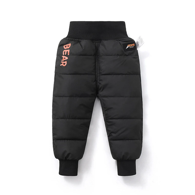 Kids Pants Winter Cotton Padded Thick Warm Waterproof Ski Pants 1-5 Years Elastic High Waisted