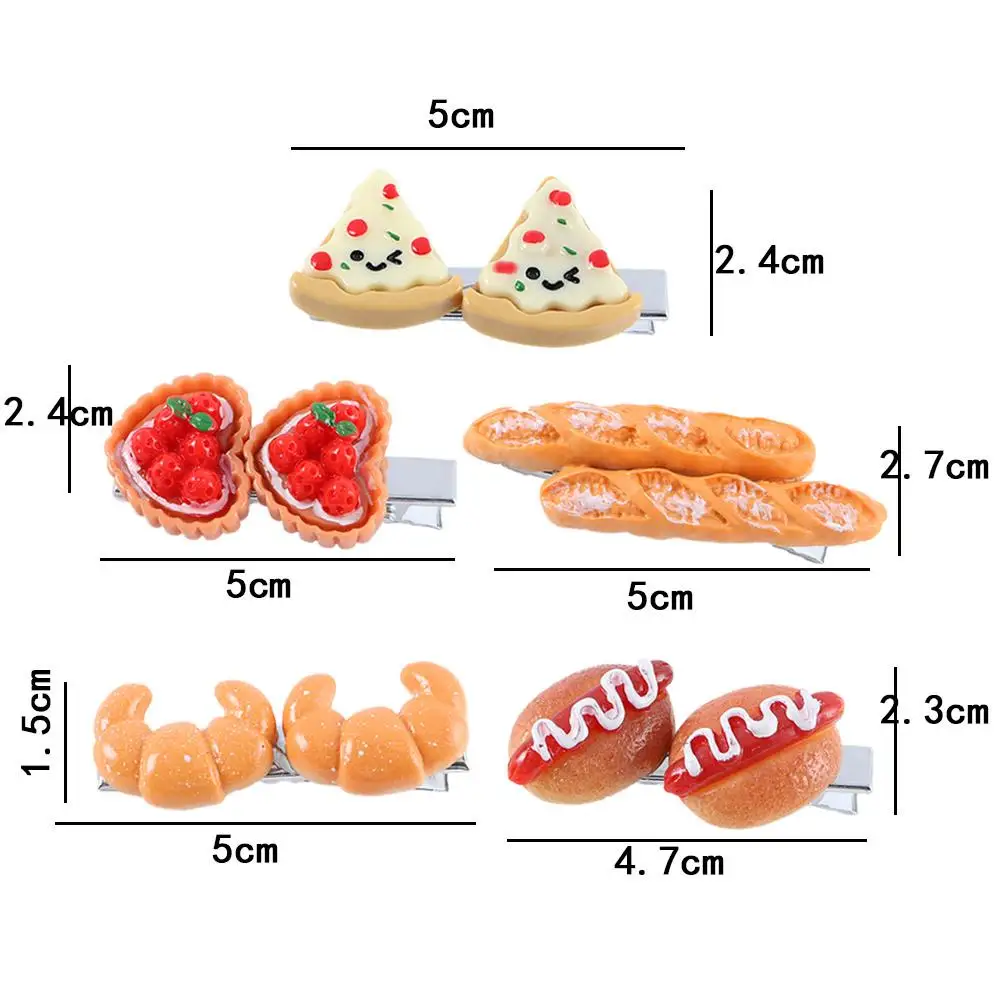 Geometric Cute For Girls Simulated Food Croissant Pizza Duckbill Side Clips Korean Barrettes BB Hairpins Women Hair Clips