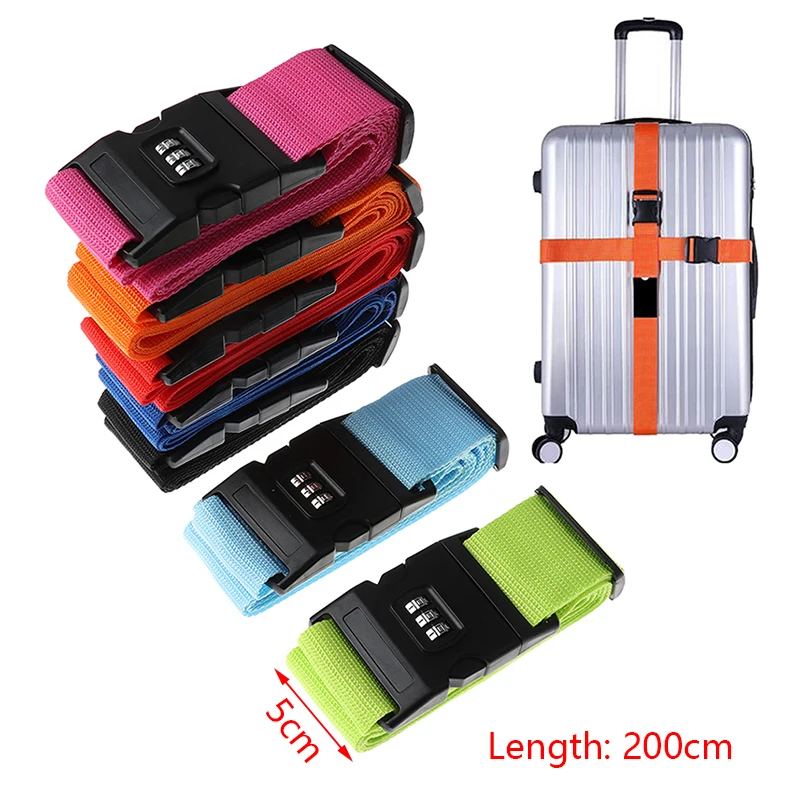 Luggage Strap Luggage Lock Elastic Straps Rubber Tension Strap 1Pc Travel Luggage Suitcase Secure Lock Durable Nylon Packing Strap Belt Password Lock Buckle Strap Baggage Belt