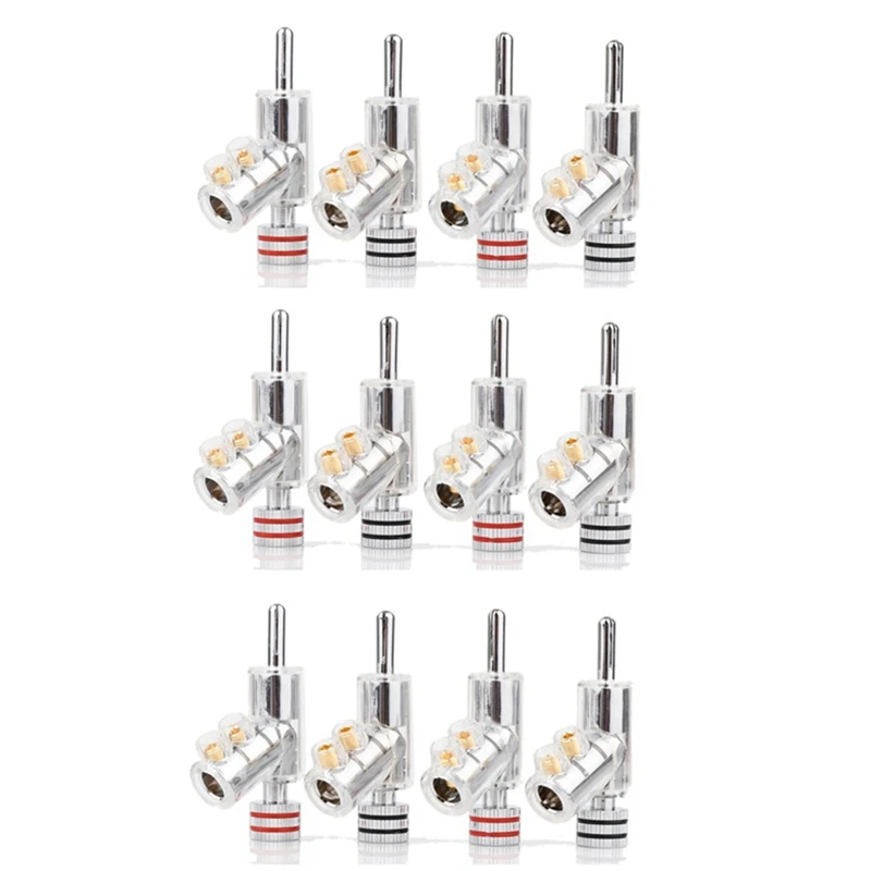 

12Pcs Hi-End Rhodium Plated LOCK Speaker Cable Banana Plug Connector DIY Speaker Cable