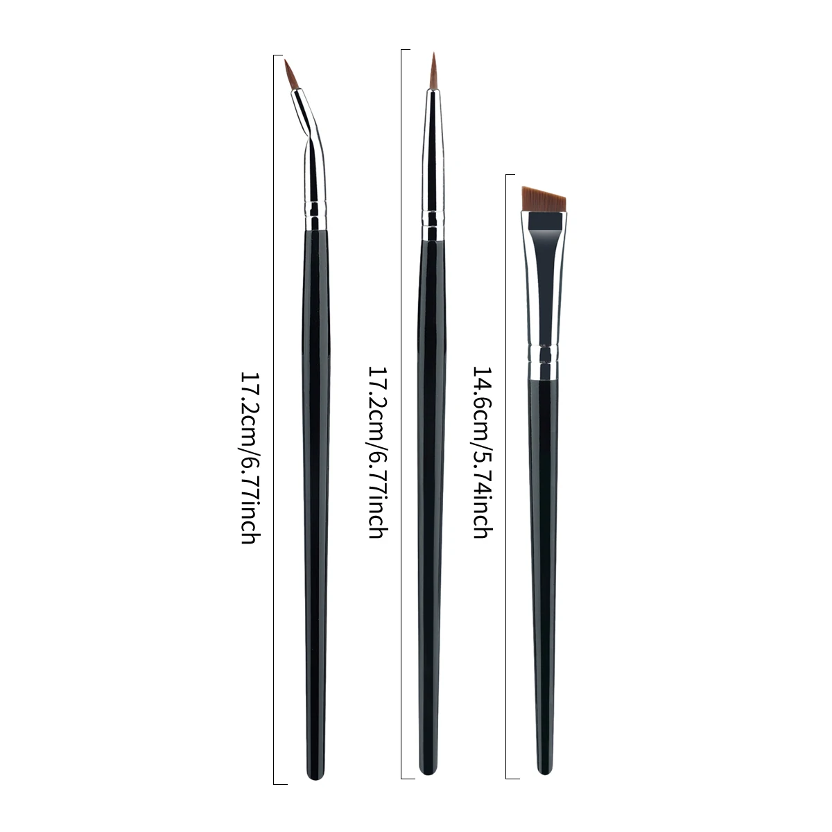 3pcs Eye Makeup Brush Ultra Fine Eyeliner Brush Set, Including Straight, Angled, Bent Tip, Suitable For Makeup 3