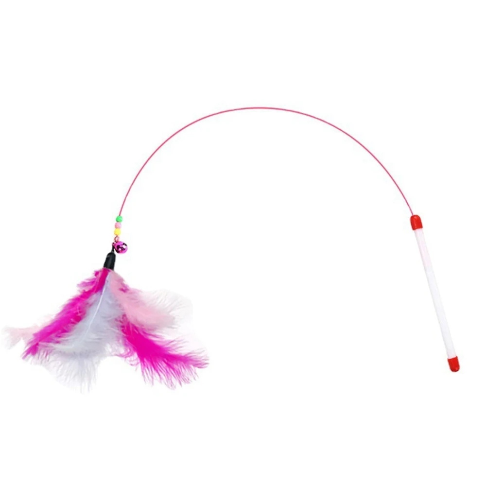 Description Picture 3 of item1Pc Cat Toys Steel Wire Feather Interactive Cat Stick Training Kitten Wand Toys With Beads Bells Fun Kitten Toys Pet Products