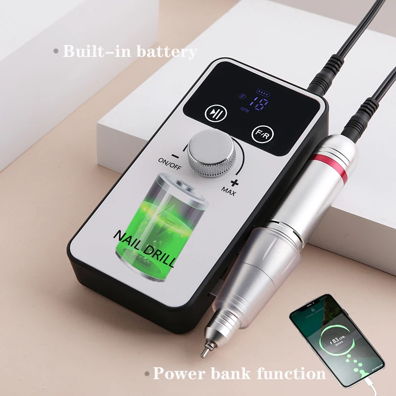New 45000RPM Professional Electric Nail Drill Machine Rechargeable Nail File Nails Accessories Gel Nail Polish Sander Low Noise 5